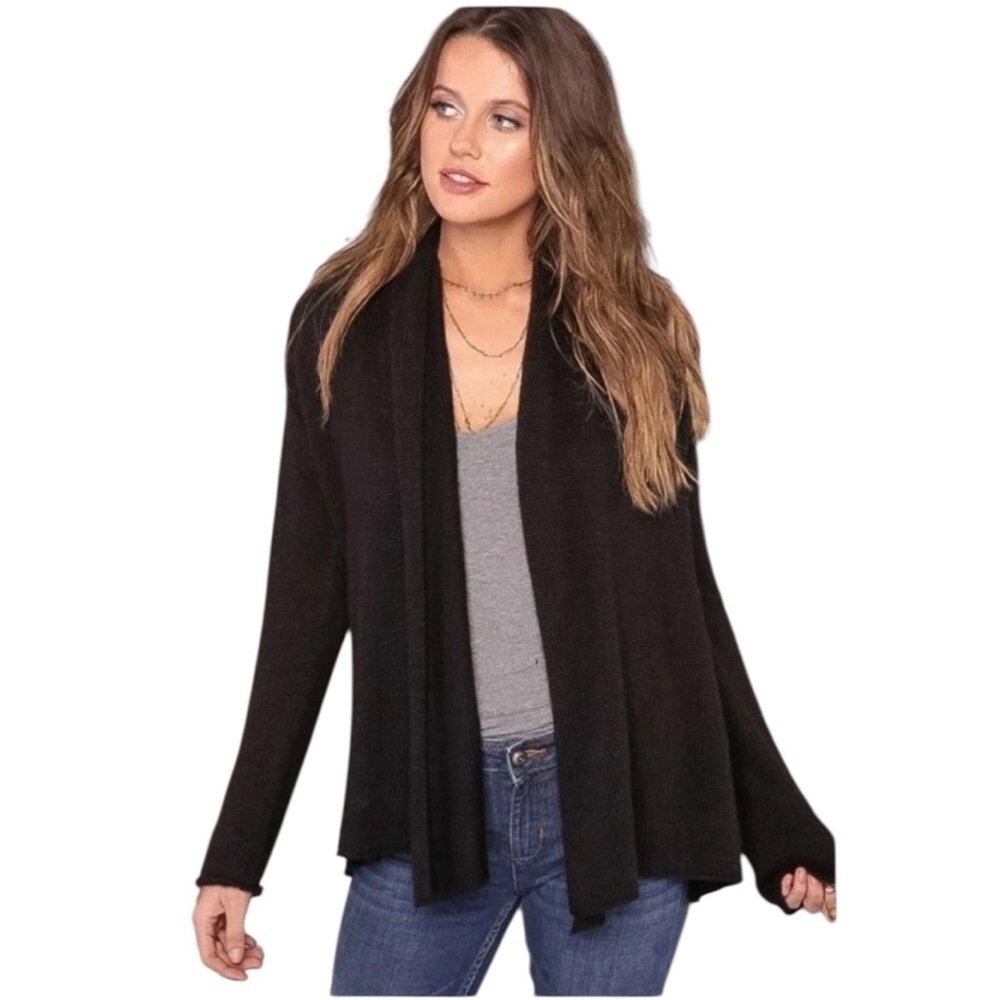 Wooden Ships Mohair Wool Blend Wrap Cardigan Navy Blue Ultra Soft Women's M / L